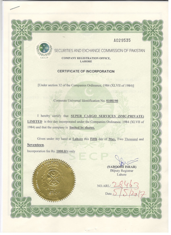 Company Registration Certificates in Pakistan