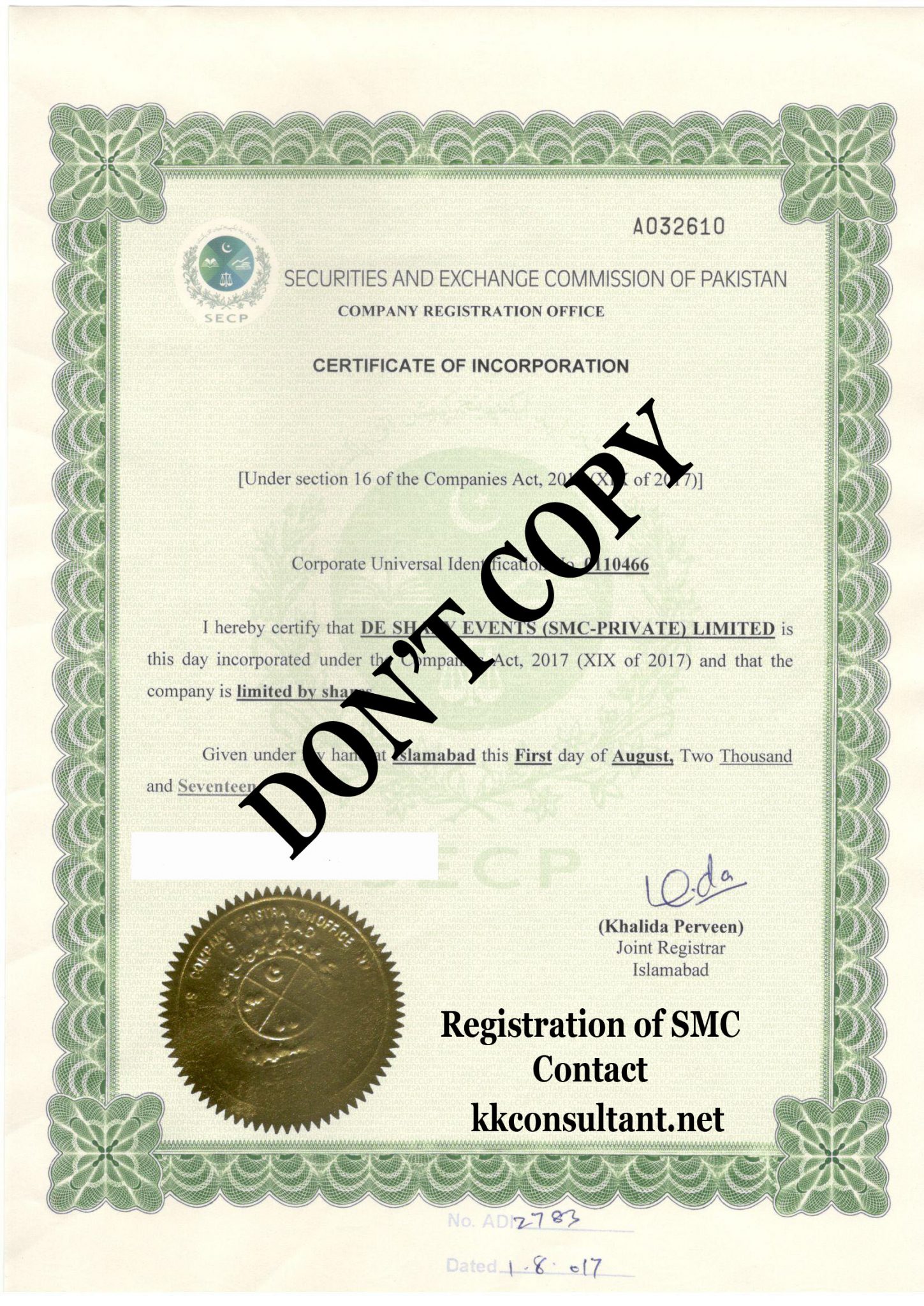 Company registration Incorporation Certificates Pakistan
